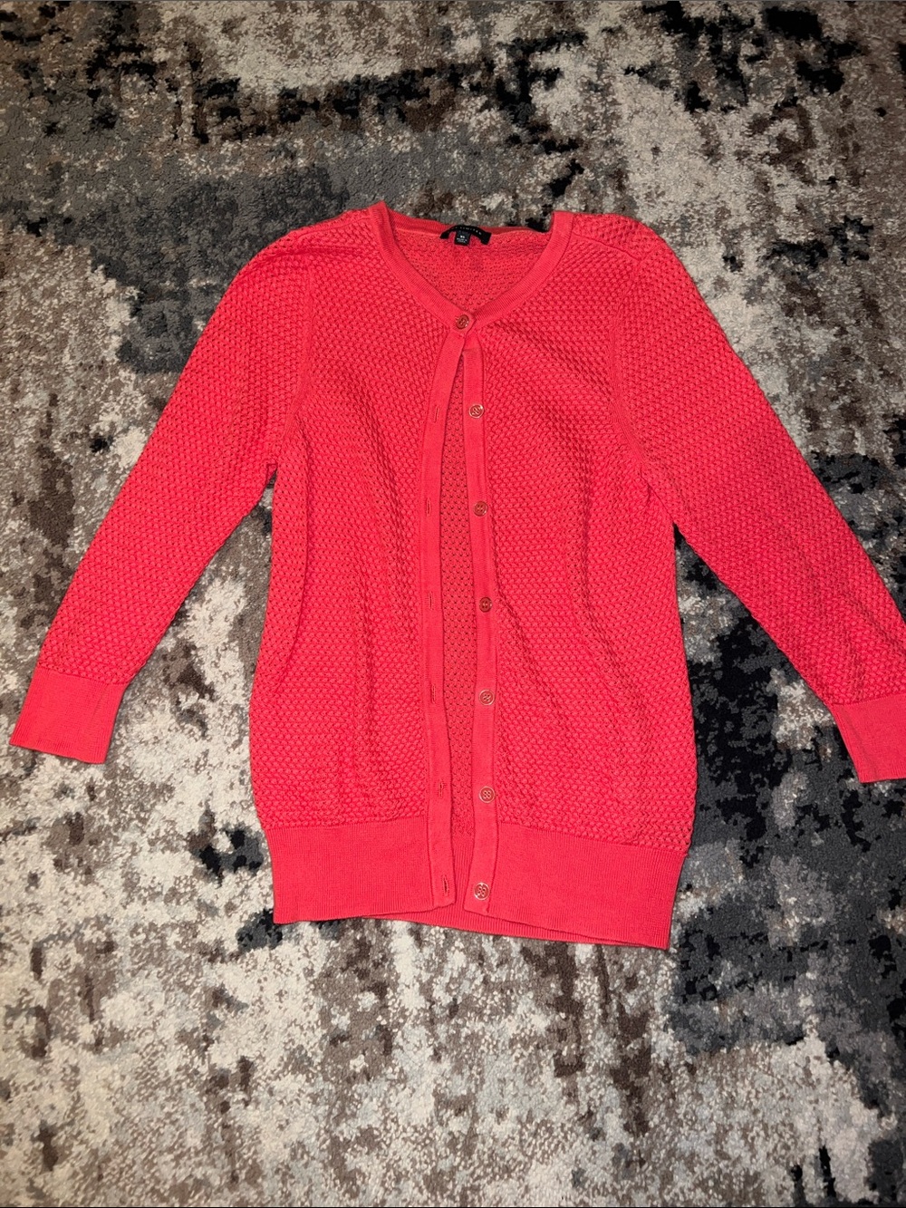 The Limited Coral Button-Up Textured Knit Cardigan